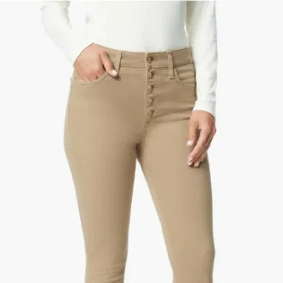 New Directions Button Fly High Rise Jeans - Khaki, Size 6 - Picture 3 of 16